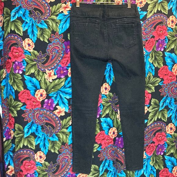 WOMEN'S WAX JEANS , BUTT I LOVE YOU! " SIZE 5 DISTRESSED BLACK DENIM JEAN PANTS - Picture 2 of 4